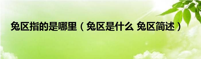 兔区指的是哪里（兔区是什么 兔区简述）