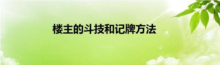 楼主的斗技和记牌方法