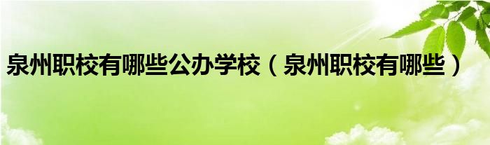 泉州职校有哪些公办学校（泉州职校有哪些）