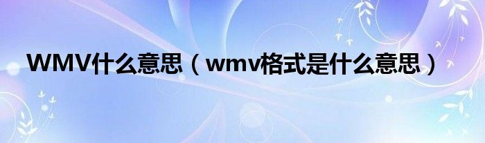 WMV什么意思（wmv格式是什么意思）