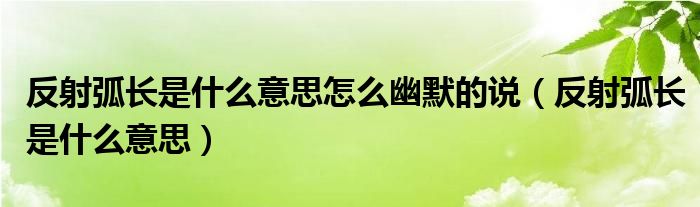 反射弧长是什么意思怎么幽默的说（反射弧长是什么意思）