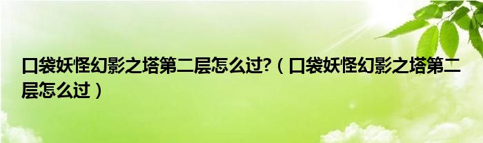 口袋妖怪幻影之塔第二层怎么过?（口袋妖怪幻影之塔第二层怎么过）