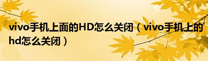 vivo手机上面的HD怎么关闭（vivo手机上的hd怎么关闭）