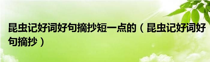 昆虫记好词好句摘抄短一点的（昆虫记好词好句摘抄）