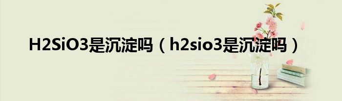 H2SiO3是沉淀吗（h2sio3是沉淀吗）