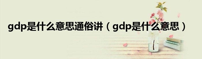 gdp是什么意思通俗讲（gdp是什么意思）