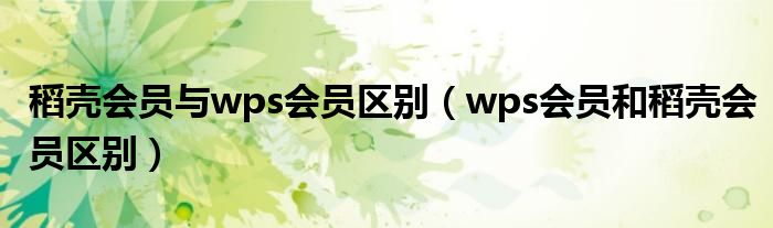 稻壳会员与wps会员区别（wps会员和稻壳会员区别）