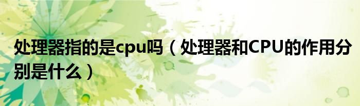 处理器指的是cpu吗（处理器和CPU的作用分别是什么）