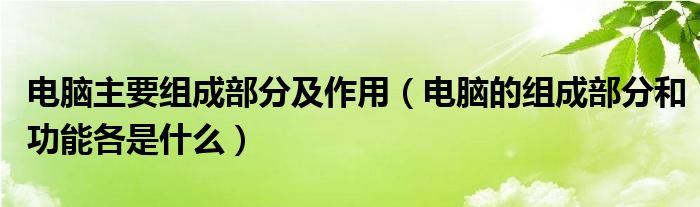 电脑主要组成部分及作用（电脑的组成部分和功能各是什么）