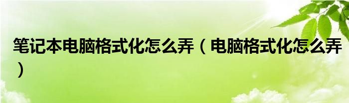 笔记本电脑格式化怎么弄（电脑格式化怎么弄）