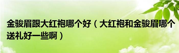 金骏眉跟大红袍哪个好（大红袍和金骏眉哪个送礼好一些啊）