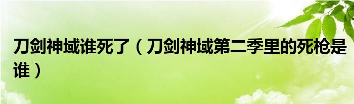 刀剑神域谁死了（刀剑神域第二季里的死枪是谁）