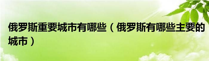 俄罗斯重要城市有哪些（俄罗斯有哪些主要的城市）