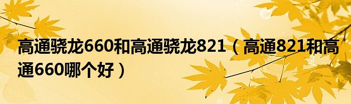 高通骁龙660和高通骁龙821（高通821和高通660哪个好）