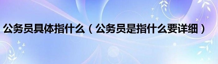 公务员具体指什么（公务员是指什么要详细）