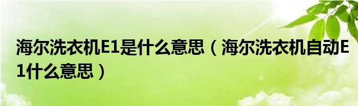 海尔洗衣机E1是什么意思（海尔洗衣机自动E1什么意思）