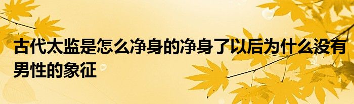 古代太监是怎么净身的净身了以后为什么没有男性的象征