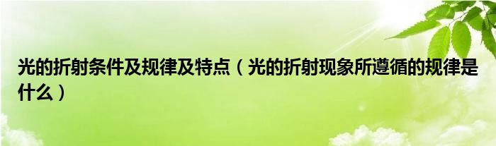 光的折射条件及规律及特点（光的折射现象所遵循的规律是什么）