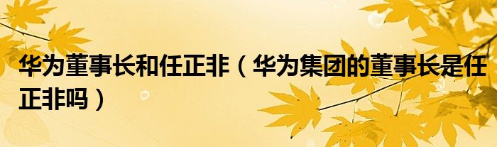 华为董事长和任正非（华为集团的董事长是任正非吗）