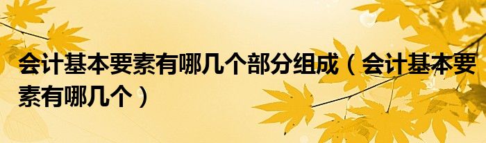 会计基本要素有哪几个部分组成（会计基本要素有哪几个）