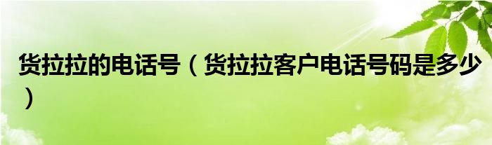 货拉拉的电话号（货拉拉客户电话号码是多少）