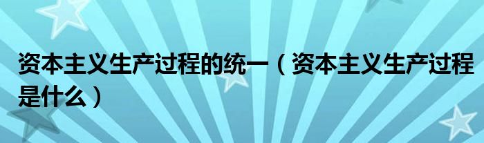 资本主义生产过程的统一（资本主义生产过程是什么）