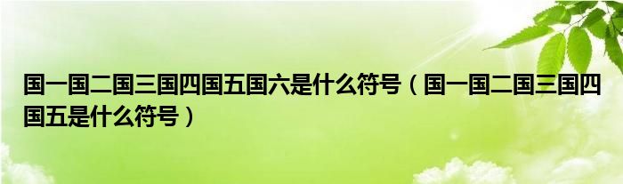 国一国二国三国四国五国六是什么符号（国一国二国三国四国五是什么符号）