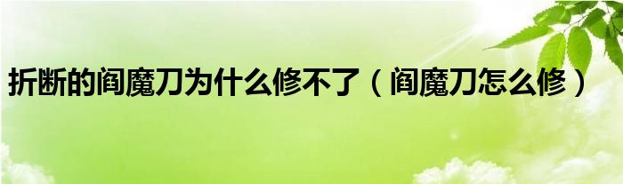 折断的阎魔刀为什么修不了（阎魔刀怎么修）