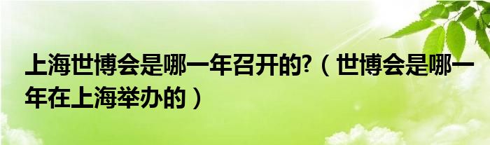 上海世博会是哪一年召开的?（世博会是哪一年在上海举办的）