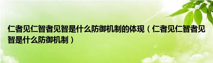 仁者见仁智者见智是什么防御机制的体现（仁者见仁智者见智是什么防御机制）