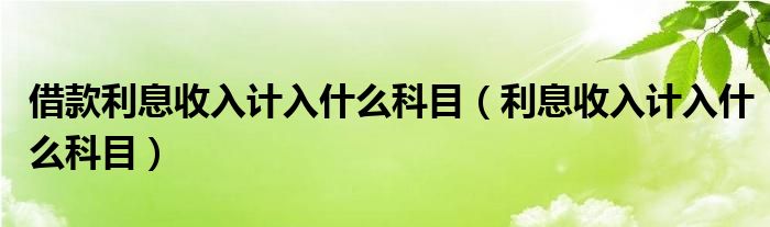 借款利息收入计入什么科目（利息收入计入什么科目）