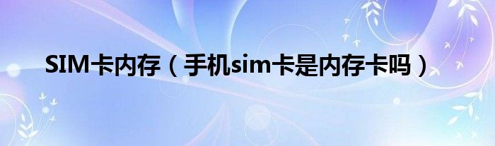 SIM卡内存（手机sim卡是内存卡吗）