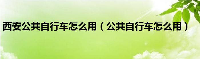 西安公共自行车怎么用（公共自行车怎么用）