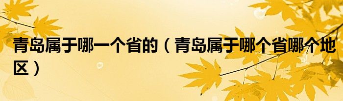 青岛属于哪一个省的（青岛属于哪个省哪个地区）