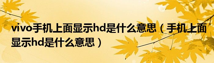 vivo手机上面显示hd是什么意思（手机上面显示hd是什么意思）