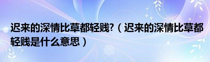 迟来的深情比草都轻贱?（迟来的深情比草都轻贱是什么意思）