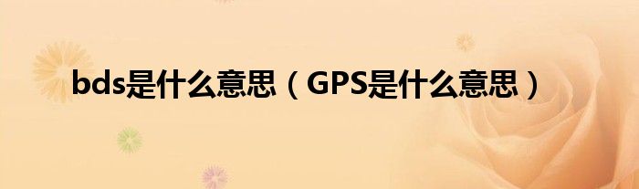 bds是什么意思（GPS是什么意思）