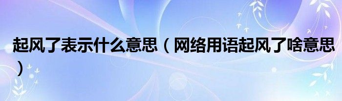 起风了表示什么意思（网络用语起风了啥意思）