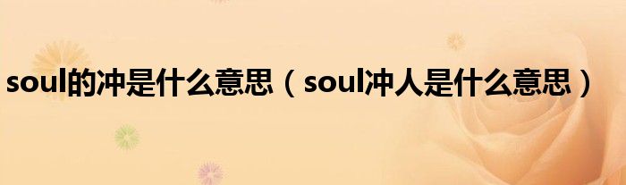 soul的冲是什么意思（soul冲人是什么意思）