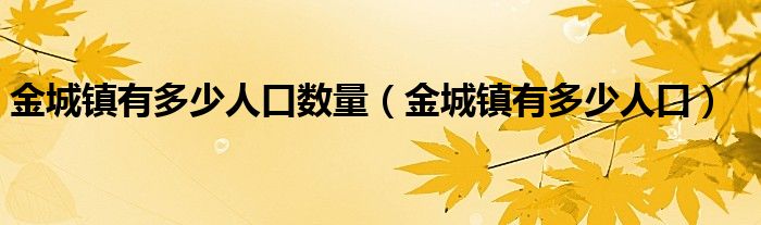 金城镇有多少人口数量（金城镇有多少人口）