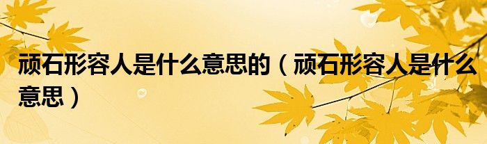 顽石形容人是什么意思的（顽石形容人是什么意思）