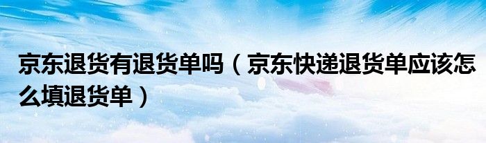 京东退货有退货单吗（京东快递退货单应该怎么填退货单）