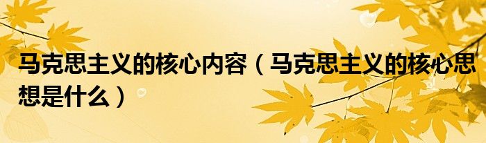 马克思主义的核心内容（马克思主义的核心思想是什么）