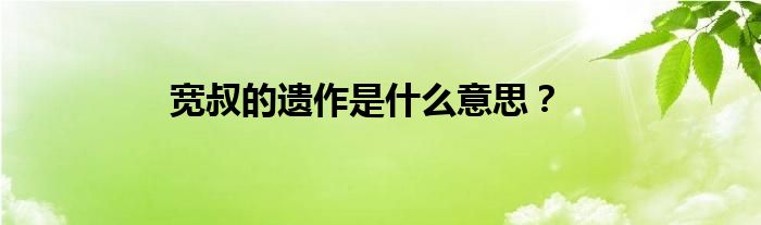 宽叔的遗作是什么意思？