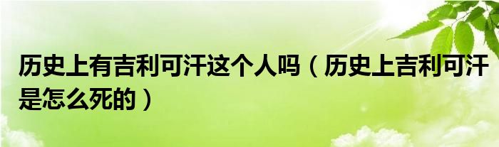 历史上有吉利可汗这个人吗（历史上吉利可汗是怎么死的）