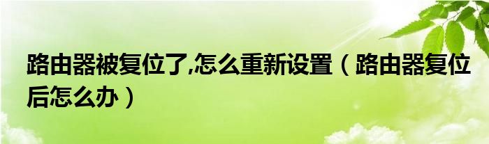 路由器被复位了,怎么重新设置（路由器复位后怎么办）