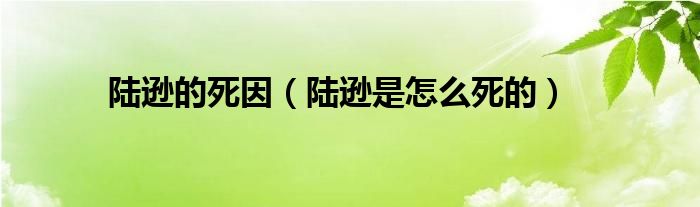 陆逊的死因（陆逊是怎么死的）