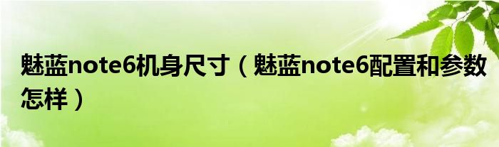 魅蓝note6机身尺寸（魅蓝note6配置和参数怎样）