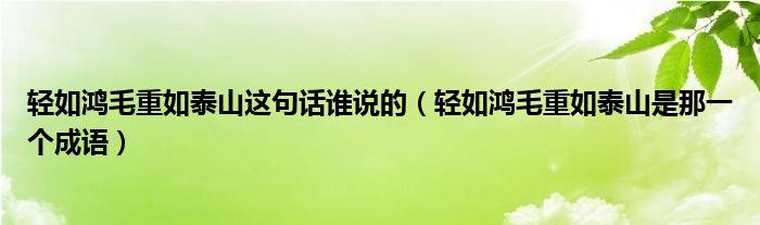 轻如鸿毛重如泰山这句话谁说的（轻如鸿毛重如泰山是那一个成语）