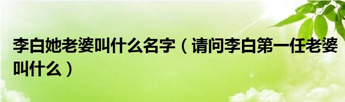 李白她老婆叫什么名字（请问李白第一任老婆叫什么）